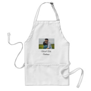 Simple minimal mr and mrs add your name photo wedd standard apron