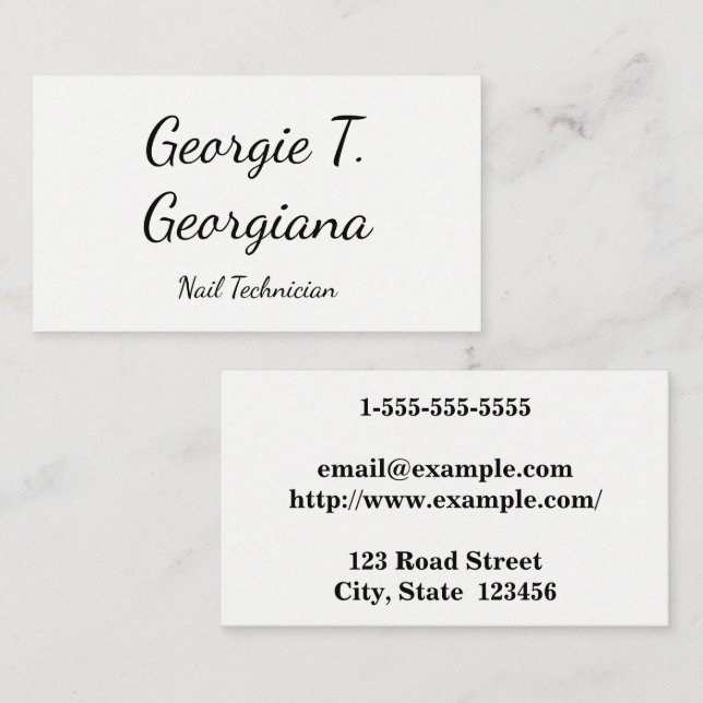 Simple & Minimal Nail Technician Business Card (Front/Back)