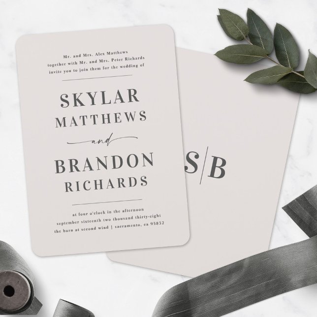 Simple Minimal Off-White Ivory Semi Formal Wedding Invitation (Creator Uploaded)