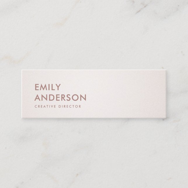 SIMPLE MINIMAL PALE SILVER BLUSH PINK ROSE GOLD MINI BUSINESS CARD (Front)