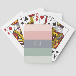 Simple Minimal Pastel Colour Block Monogram  Playing Cards