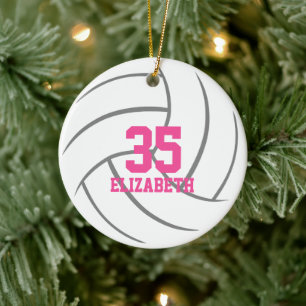 simple minimal personalised girls volleyball ceramic ornament