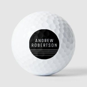 Simple Minimal Personalised Name Grey Black Golf Balls