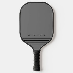 Simple Minimal Personalised Name Grey Black Pickleball Paddle
