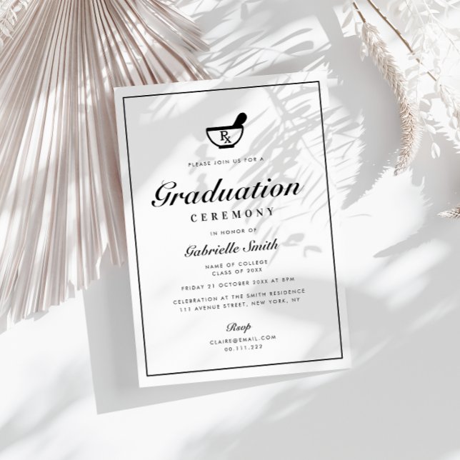 simple minimal pharmacy graduation ceremony invitation (Creator Uploaded)