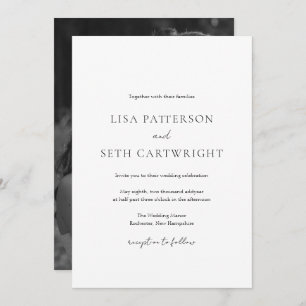 Simple Minimal Photo Classic Elegant Wedding Invitation