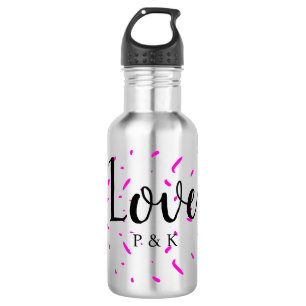 Simple minimal pink abstract love background name 532 ml water bottle
