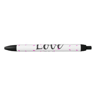 Simple minimal pink abstract love background name black ink pen