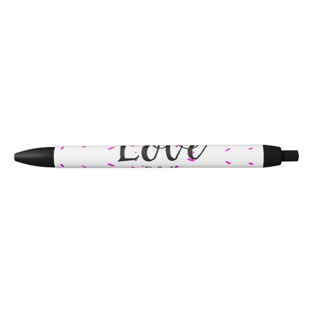 Simple minimal pink abstract love background name black ink pen (Front)