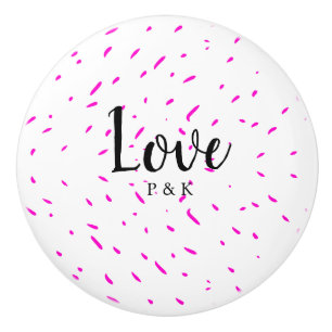Simple minimal pink abstract love background name ceramic knob