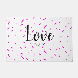 Simple minimal pink abstract love background name doormat
