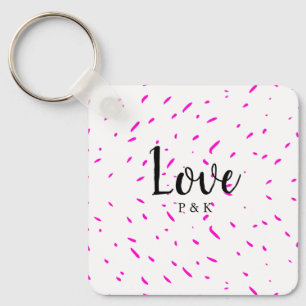 Simple minimal pink abstract love background name key ring