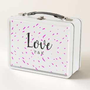 Simple minimal pink abstract love background name metal lunch box