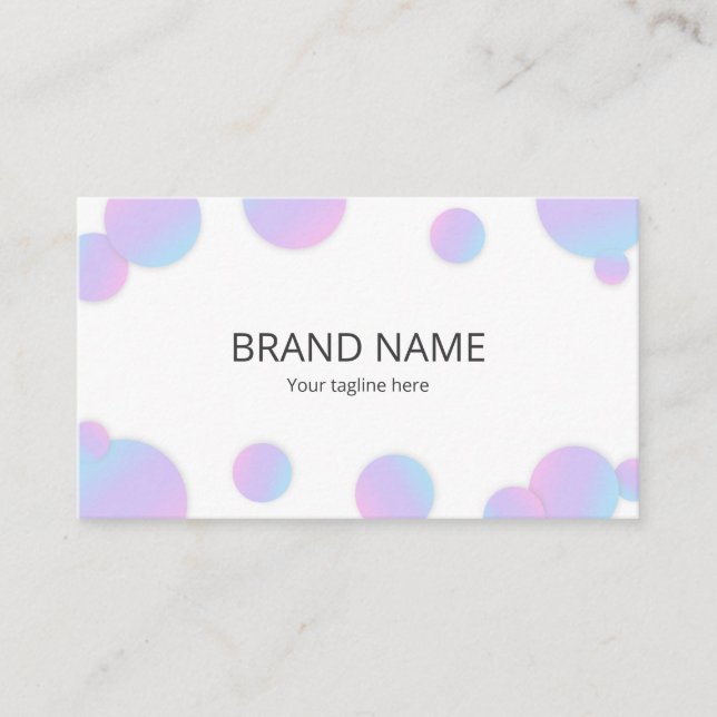 Simple Minimal Pink Blue Purple Gradient Dot Frame Business Card (Front)