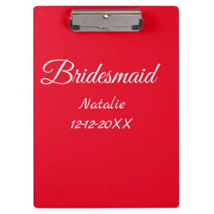 Simple minimal pink bridesmaid add name year text clipboard