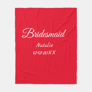 Simple minimal pink bridesmaid add name year text fleece blanket