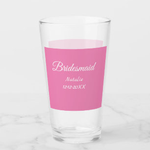 Simple minimal pink bridesmaid add name year text  glass