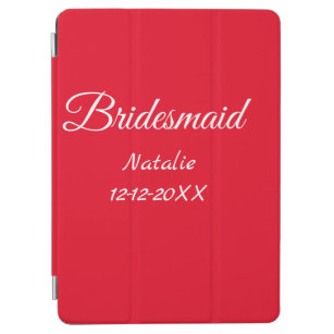 Simple minimal pink bridesmaid add name year text  iPad air cover