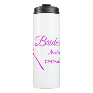 Simple minimal pink bridesmaid add name year text thermal tumbler