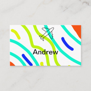 Simple minimal plane travel add your name beach fl business card