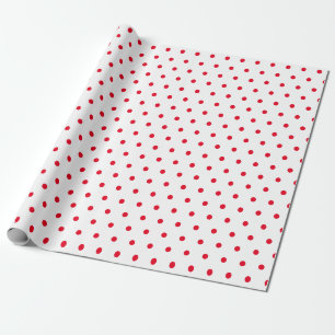 Simple Minimal Polka Dot White and Red Wrapping Paper