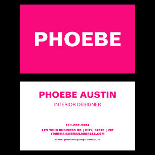 Simple Minimal Professional Fluo Pink Business Card