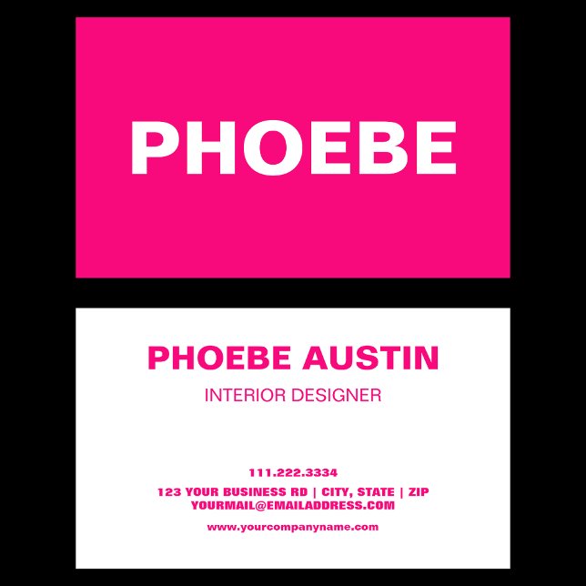 Simple Minimal Professional Fluo Pink  Business Card (Creator Uploaded)