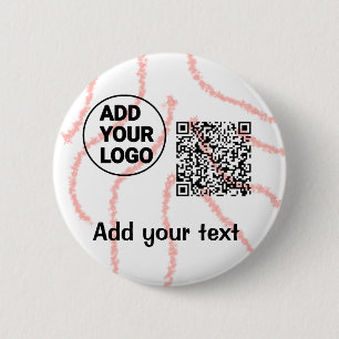 Simple minimal q r code add logo scan code name t 6 cm round badge