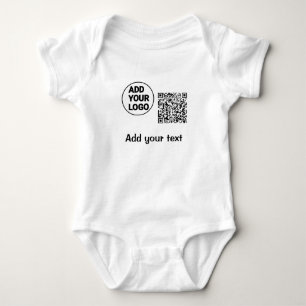 Simple minimal q r code add logo scan code name t baby bodysuit