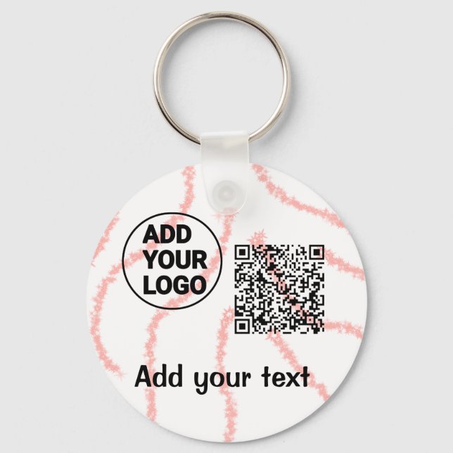Simple minimal q r code add logo scan code name  t key ring (Front)