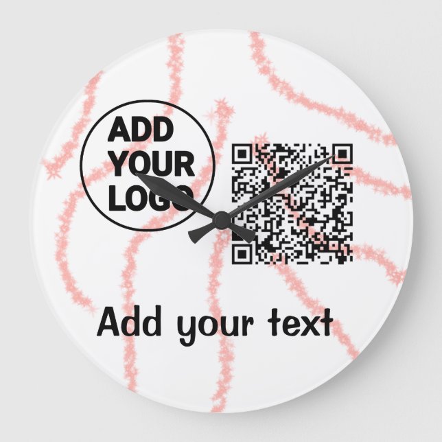 Simple minimal q r code add logo scan code name  t large clock (Front)