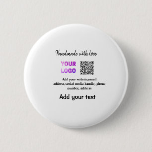 Simple minimal q r code add logo scan code name te 6 cm round badge