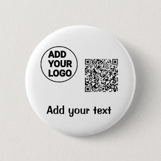 Simple minimal q r code add logo scan code name te 6 cm round badge