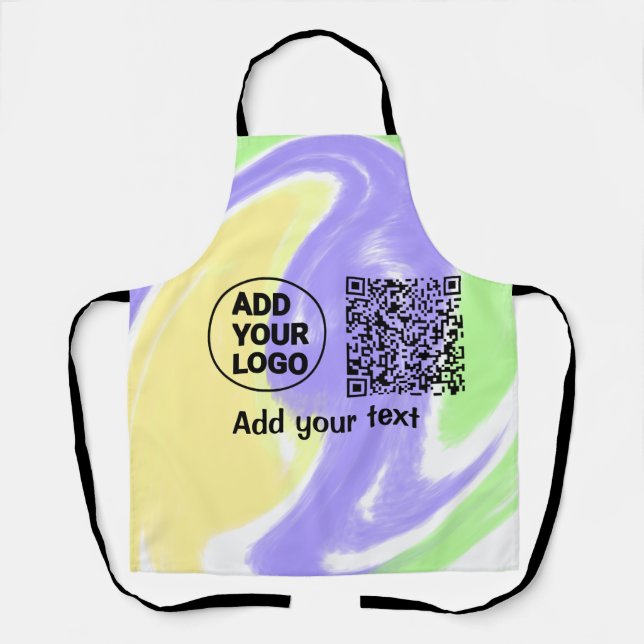 Simple minimal q r code add logo scan code name te apron (Front)