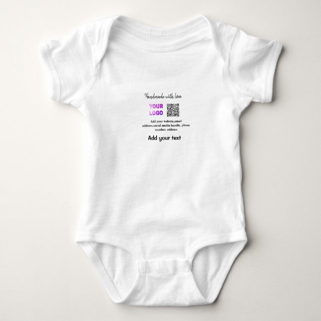 Simple minimal q r code add logo scan code name te baby bodysuit (Front)