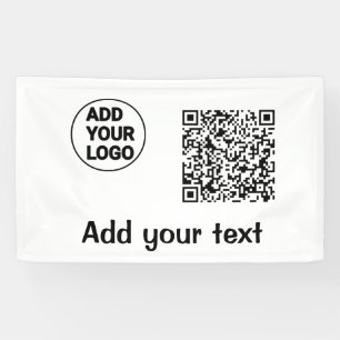 Simple minimal q r code add logo scan code name te banner