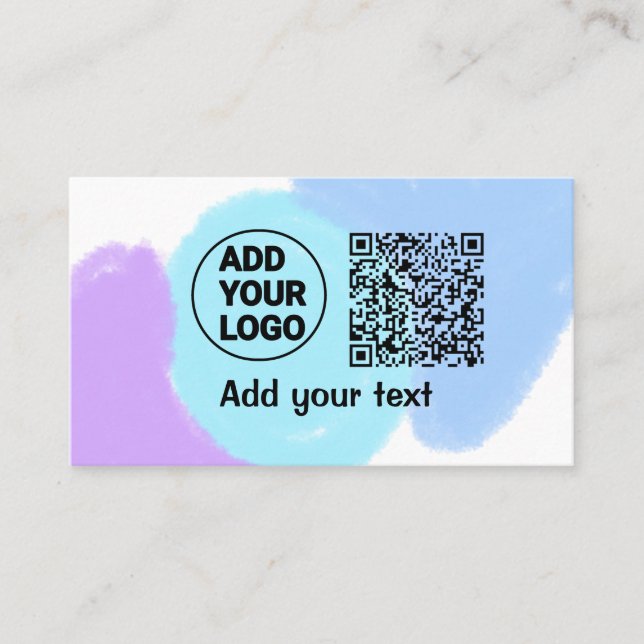 Simple minimal q r code add logo scan code name te business card (Front)