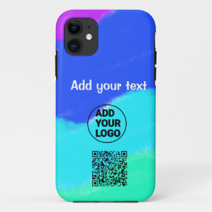 Simple minimal q r code add logo scan code name te iPhone 11 case