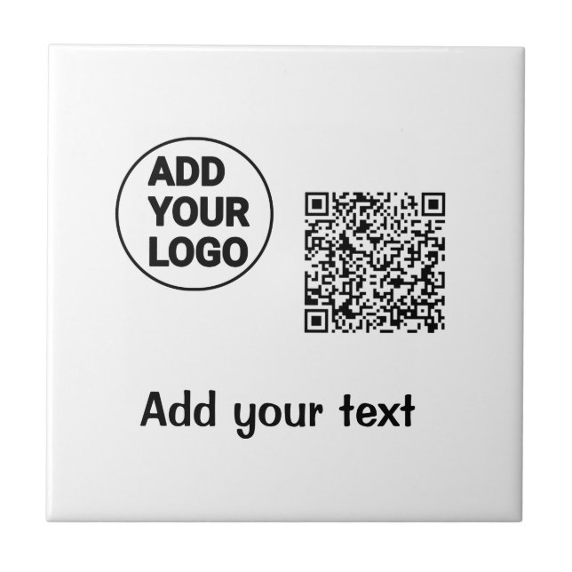 Simple minimal q r code add logo scan code name te ceramic tile (Front)
