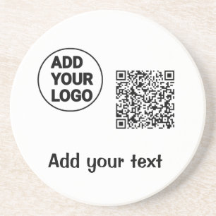 Simple minimal q r code add logo scan code name te coaster