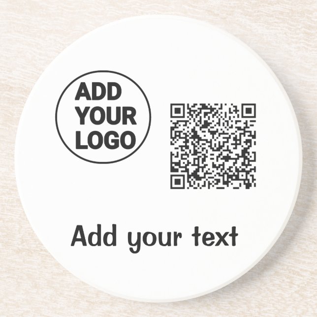 Simple minimal q r code add logo scan code name te coaster (Front)