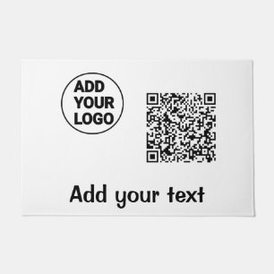 Simple minimal q r code add logo scan code name te doormat