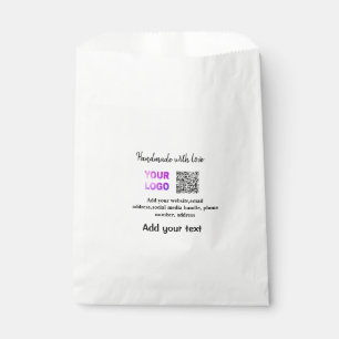 Simple minimal q r code add logo scan code name te favour bag