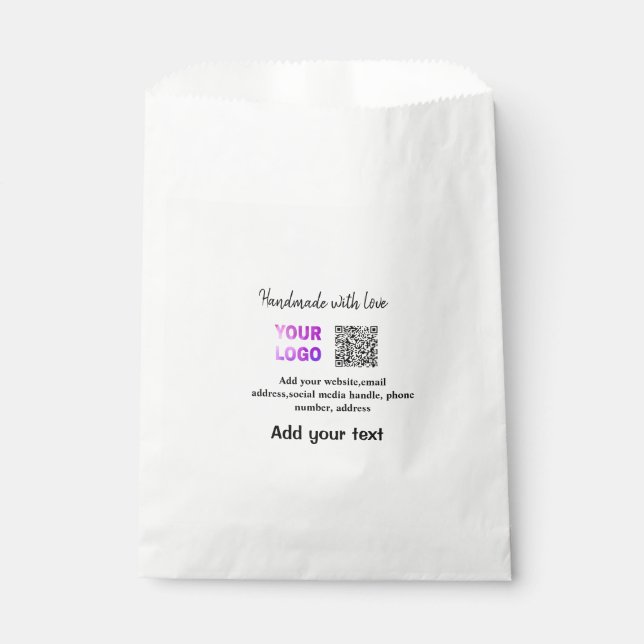 Simple minimal q r code add logo scan code name te favour bag (Front)