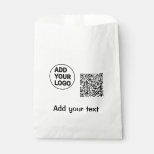 Simple minimal q r code add logo scan code name te favour bag