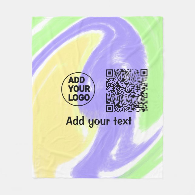 Simple minimal q r code add logo scan code name te fleece blanket (Front)
