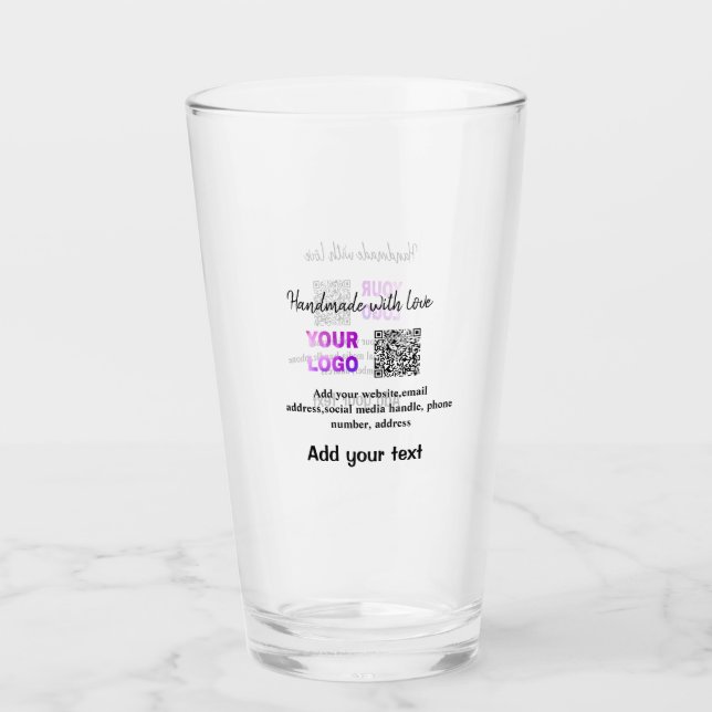 Simple minimal q r code add logo scan code name te glass (Front)