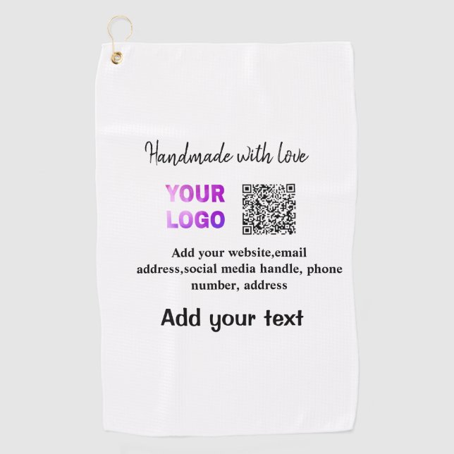 Simple minimal q r code add logo scan code name te golf towel (Front)