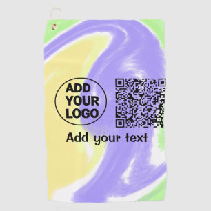 Simple minimal q r code add logo scan code name te golf towel