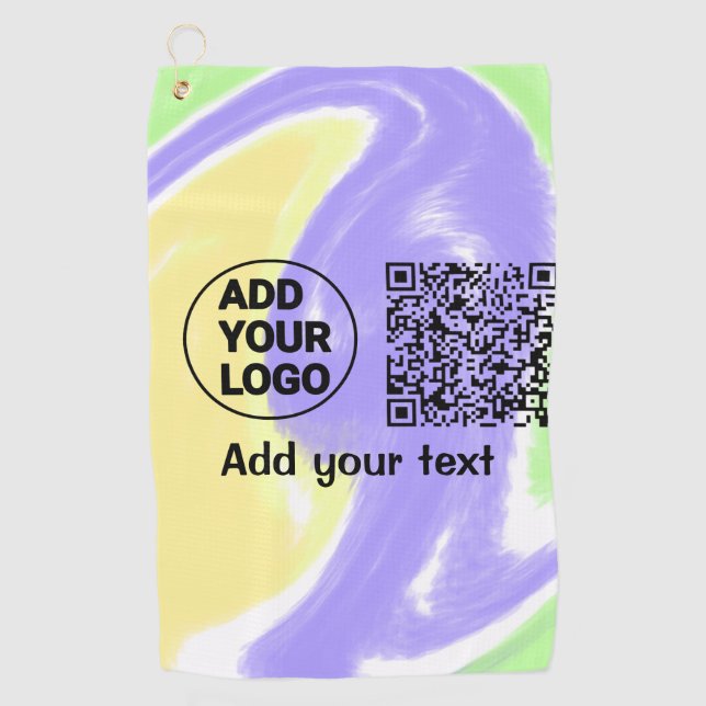 Simple minimal q r code add logo scan code name te golf towel (Front)
